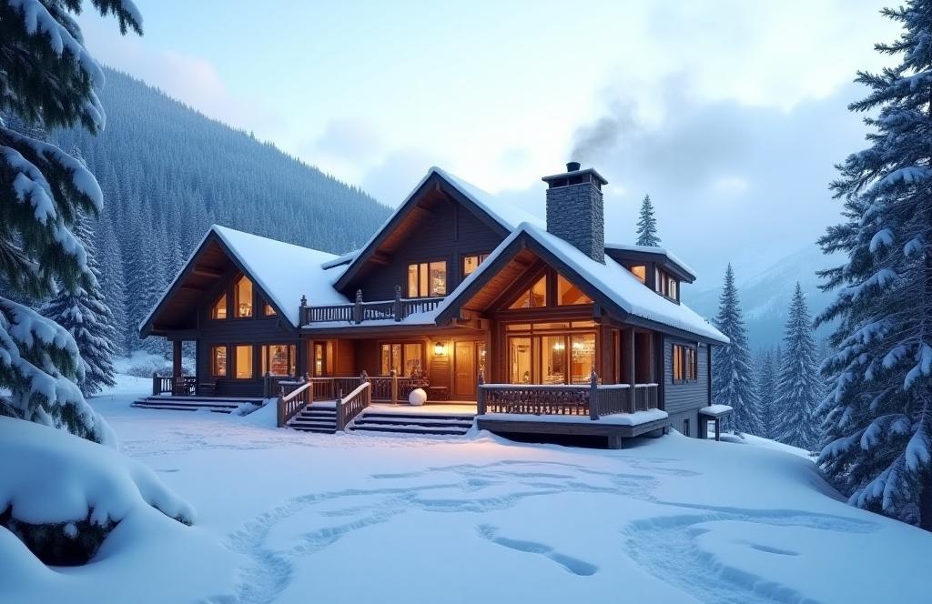 Remote alpine lodge accommodation